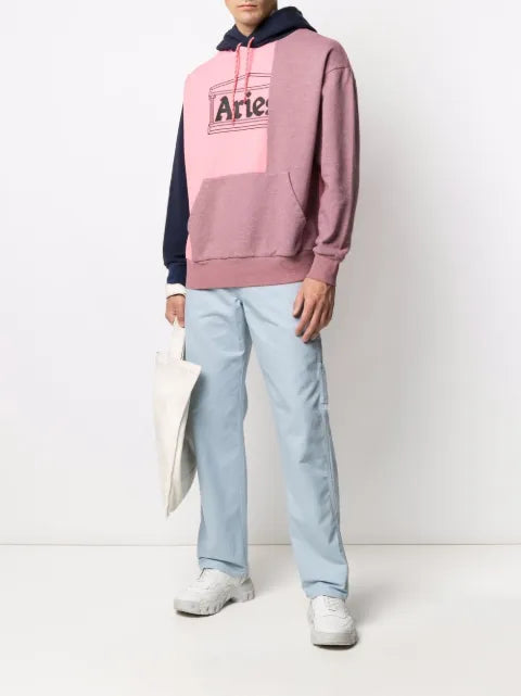 Aries block-colour logo-print hoodie