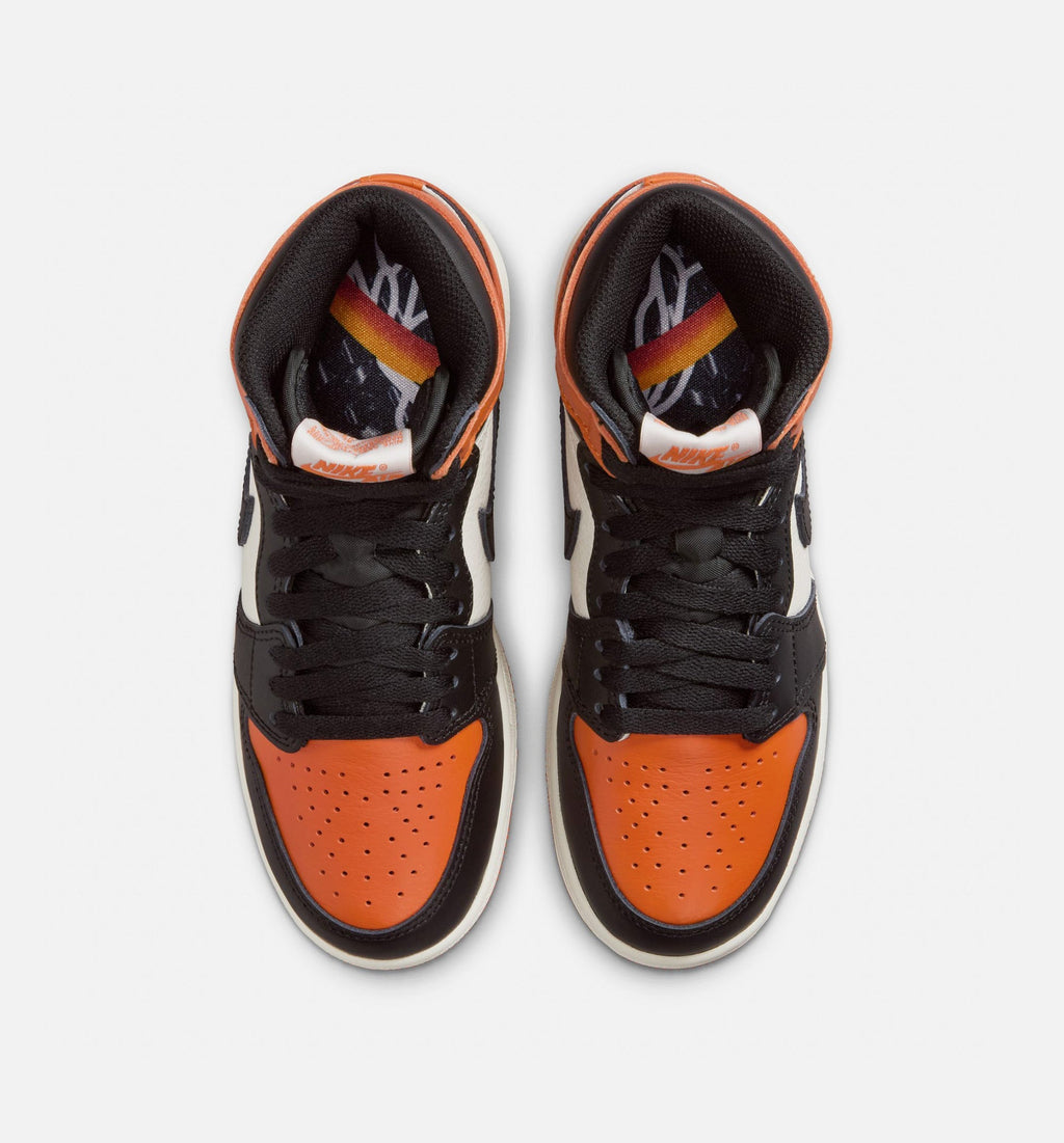Air Jordan 1 Retro High OG Shattered Backboard Grade School Shoes - Black Sail Starfish