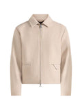 Manière De Voir Amir in beige boxy hatched harrington jacket