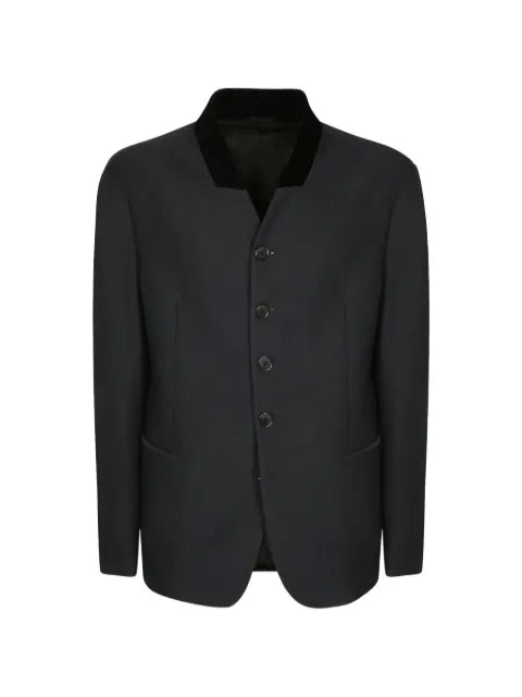Giorgio Armani velvet-collar textured-finish blazer