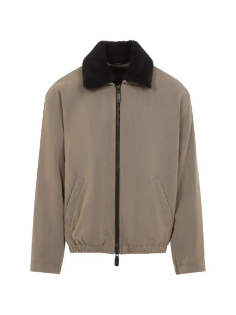 Giorgio Armani shearling-collar wool jacket