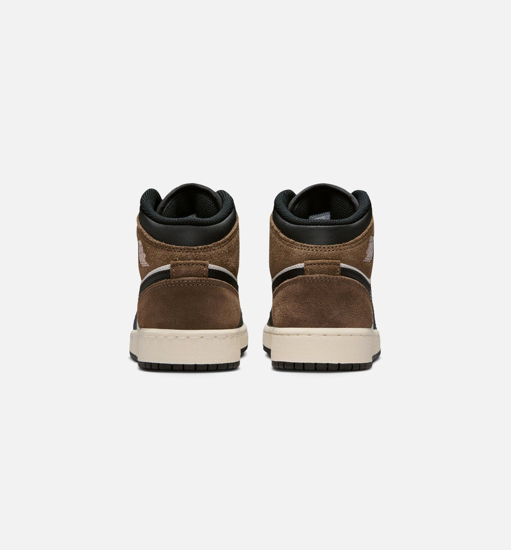 Air Jordan 1 Mid Youth Lifestyle Sneakers - Black/Phantom/Palomino/University Red