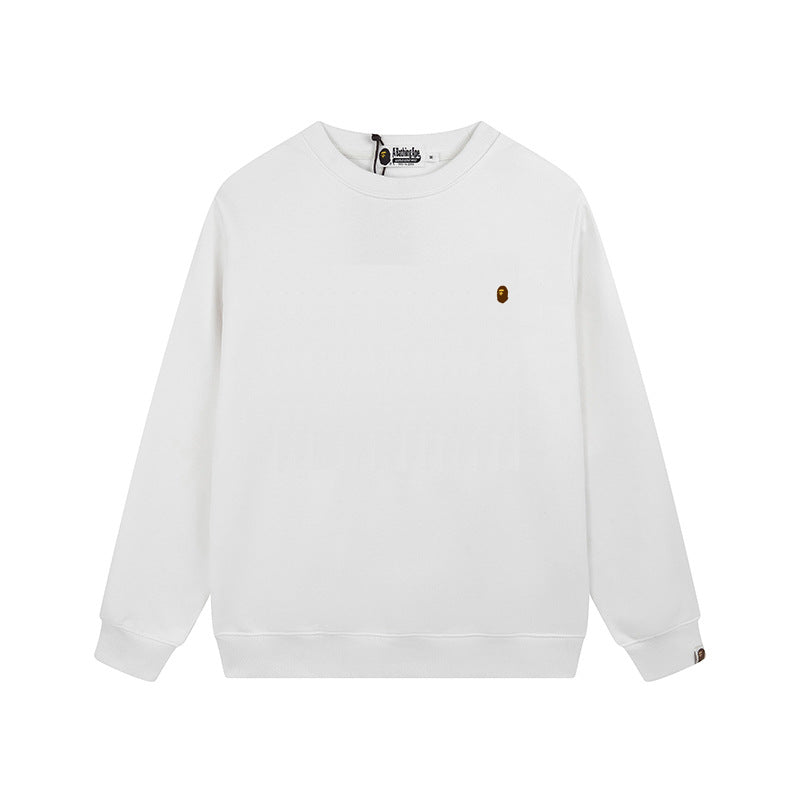 Bape Arch Letter Shark Ape Head Washed Oversized Crewneck Streetwear