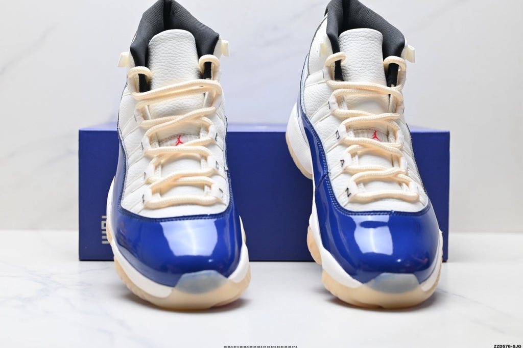 Air Jordan 11 Retro White Navy and Red Unisex Sneakers Style 10