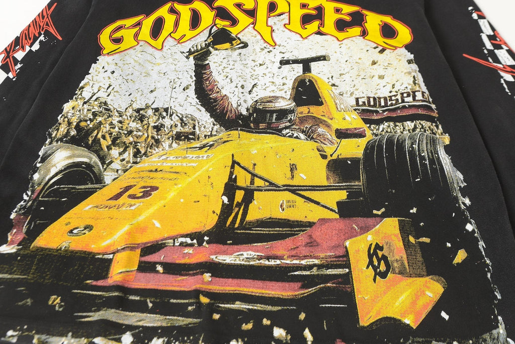 Godspeed Washed Black Racing Graphic Long-Sleeve T-Shirt