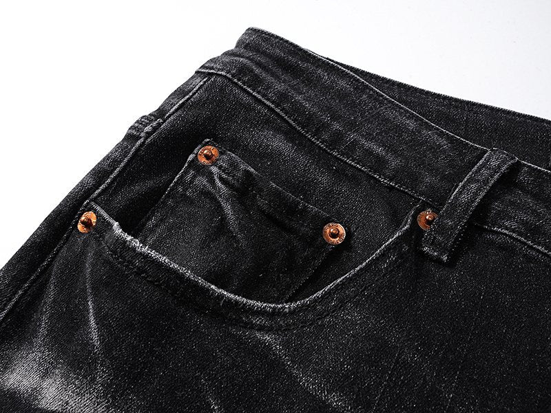 Purple Brand Black Washed Distressed Jeans