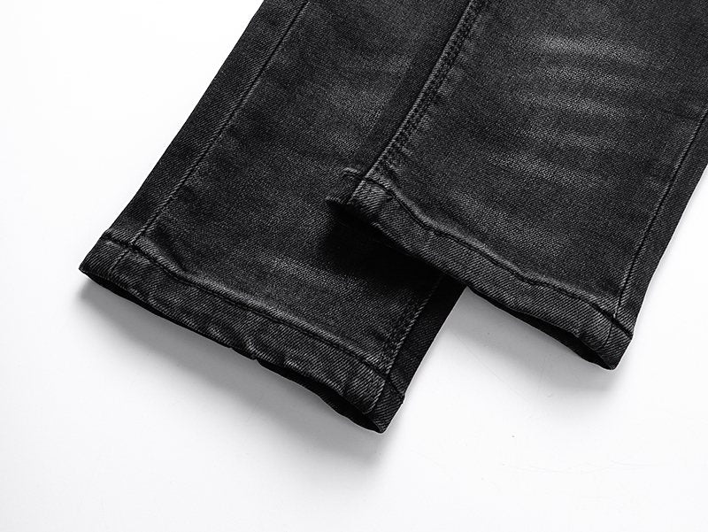 R+A Washed Distressed Black Jeans