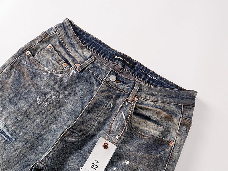Purple Brand Gray Distressed Paint-Splatter Jeans