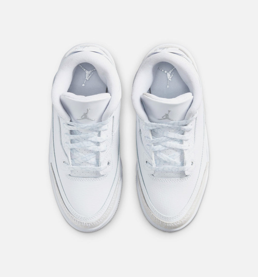 Air Jordan 3 Retro "White and Silver" Little Kids' Shoe – White/Metallic Silver