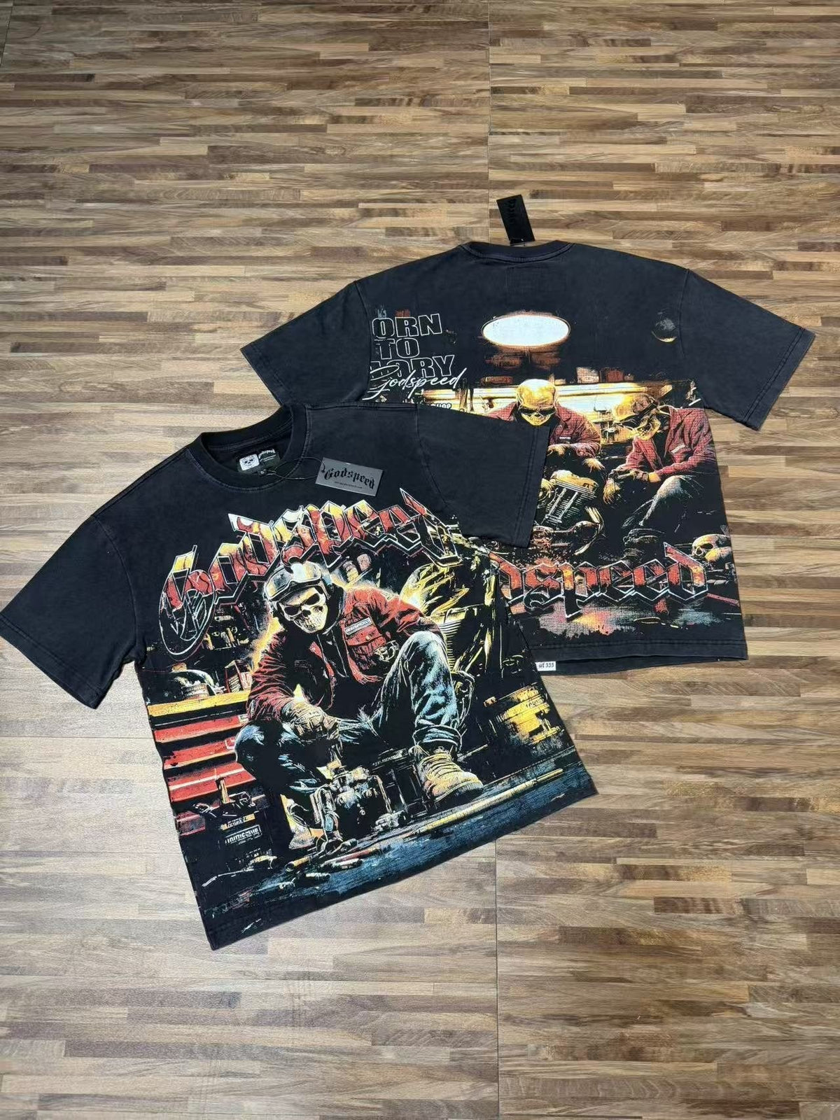Godspeed Biker Workshop Graphic T-Shirt