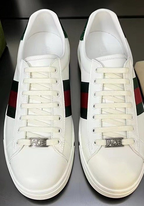 Gucci Men's White Green-Red Stripe Low-Top Sneakers