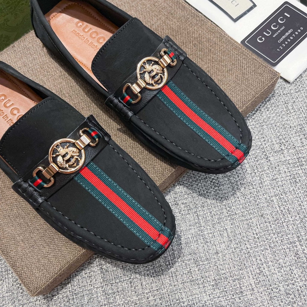 Gucci Black Stripe Driving Shoes