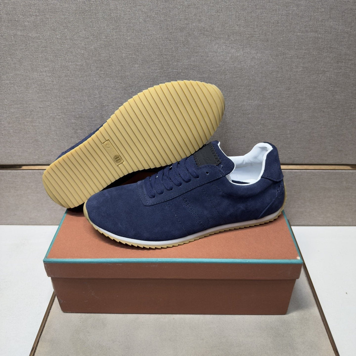Loro Piana Navy Lace-Up Sneakers