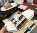 Burberry Plaid Horse Motif Slide Sandals