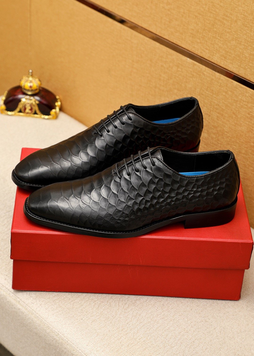 Ferragamo Embossed Lace-Up Dress Shoes