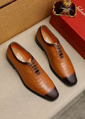 Ferragamo Embossed Lace-Up Dress Shoes