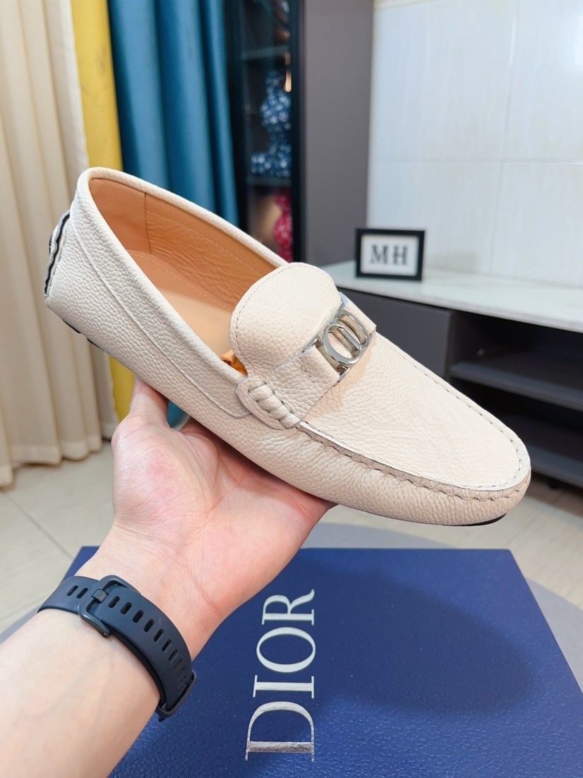 Dior Men’s Textured Metal-Trim Loafers